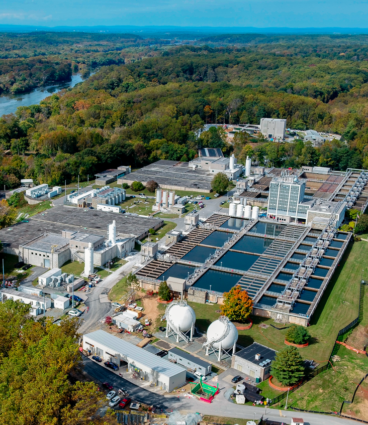 Aerial view of the Potomac Water Filtration Plant