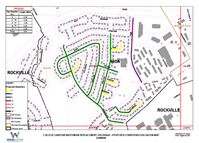 water main replacement map showing proposed infrastructure