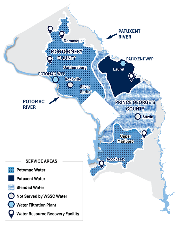 WSSC Water Service map area