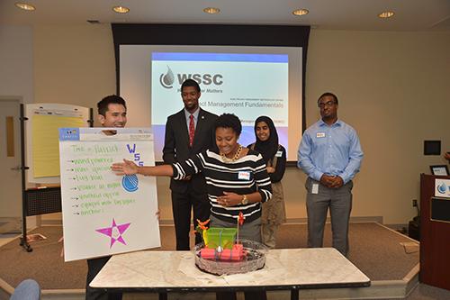 students work on presentation skills describing their solution