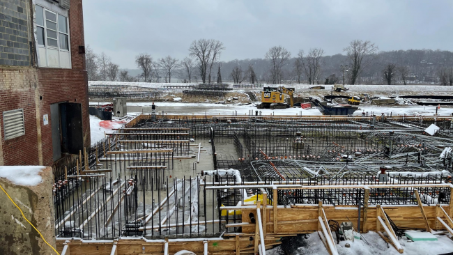 Rebar and electrical going in before the floor slab in the new Solids (Dewatering) building