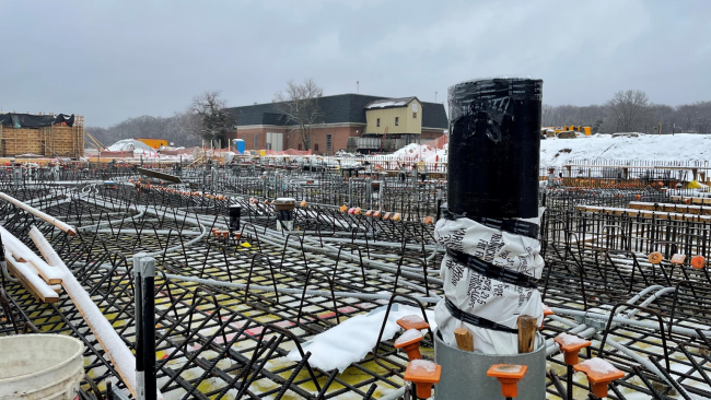 Rebar and electrical going in before the floor slab in the new Solids (Dewatering) building