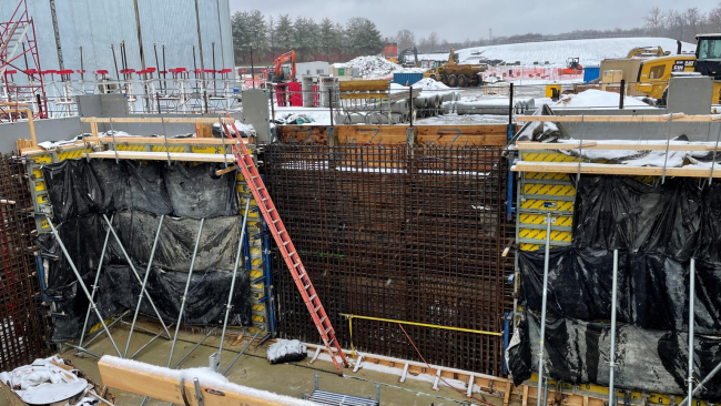 the rebar for the walls about to be poured in the Cake Receiving pit