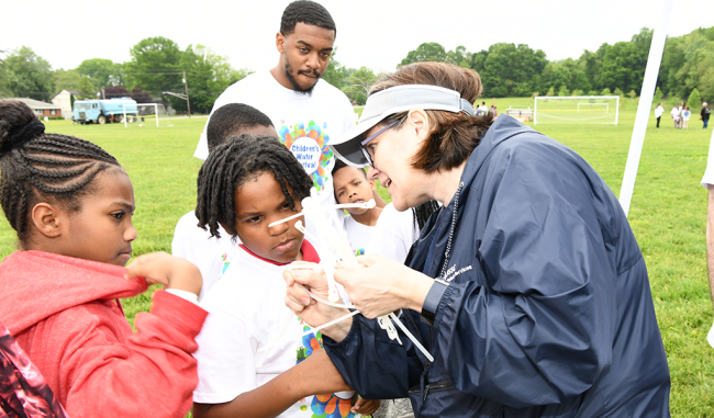 WSSC water fest 2019  up close view with creating a system of water pipes with straws