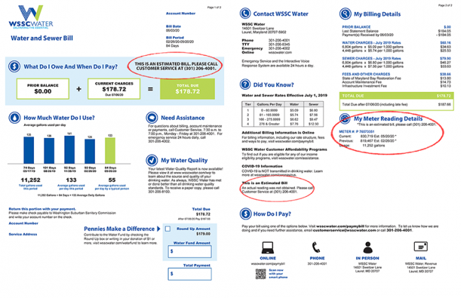 estimated bill sample