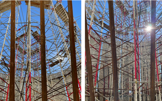 Shoring being installed inside the digesters.  This will support construction of the dome tops.