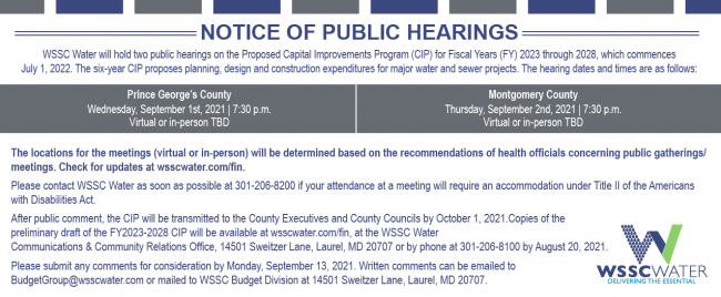CIP Budget hearings for 2021