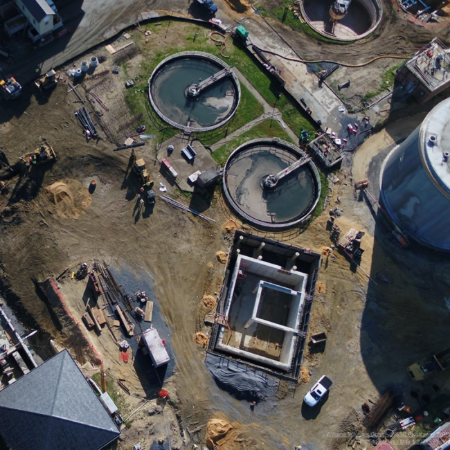 This overhead photo, on the bottom right, gives us a good look into the Cake Receiving pit.  The walls on this building will be going up this next month.