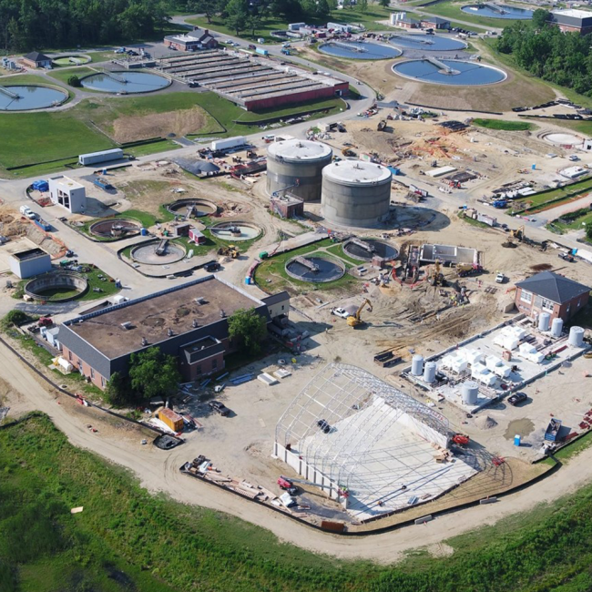 Good overall aerial view of the Bioenergy campus.