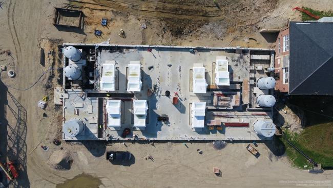 Direct overhead view of the Dewatering Building. 