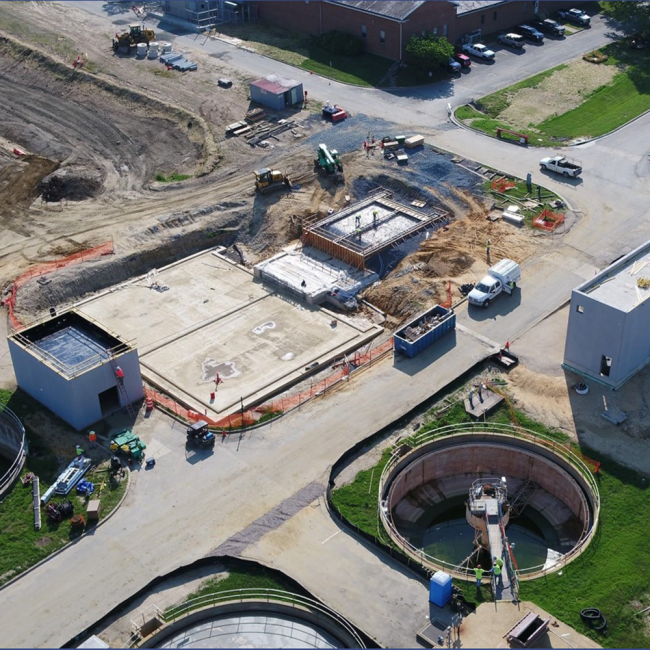 The Sidestream Treatment Facilities are featured here.  The large concrete slab is for the main Sidestream Treatment Building. 