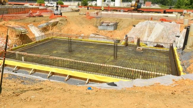 This is a close-up view of the slab construction for the electrical vault at the Gas Treatment Facility.