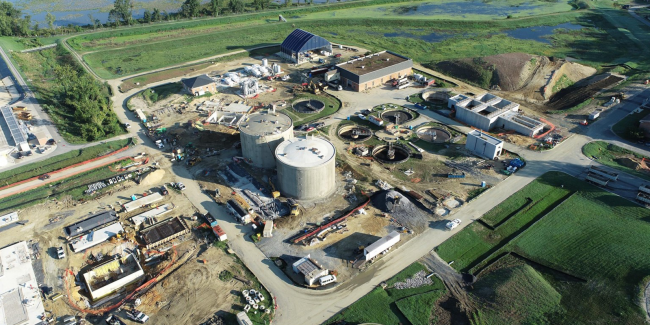 General aerial view in September 2021 of site