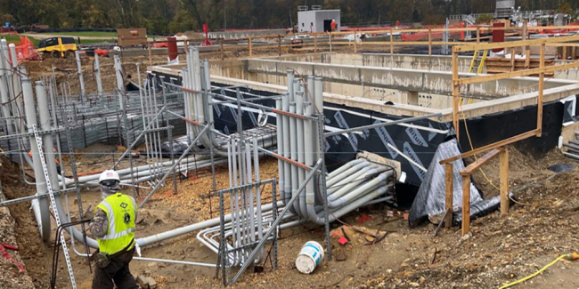All of this conduit is coming from the main Power Distribution Center vault on the Combined Heat & Power area of the project.