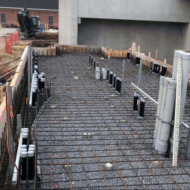 This is the slab being prepared for construction at the Sidestream Treatment Facility Power Distribution Center.