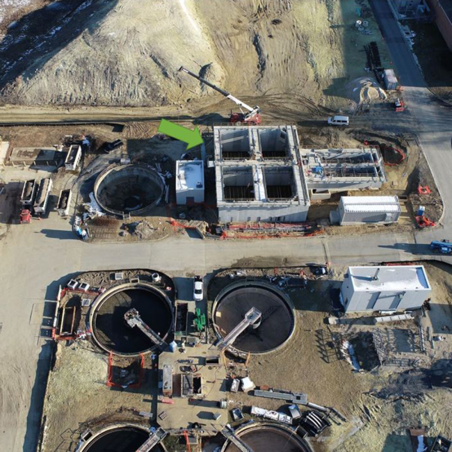 Aerial view of the Sidestream Treatment Facility.  