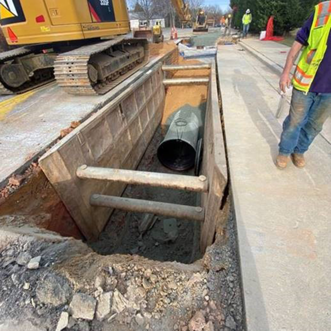placement of the new 48” Raw Water Line on Bondmill Road.