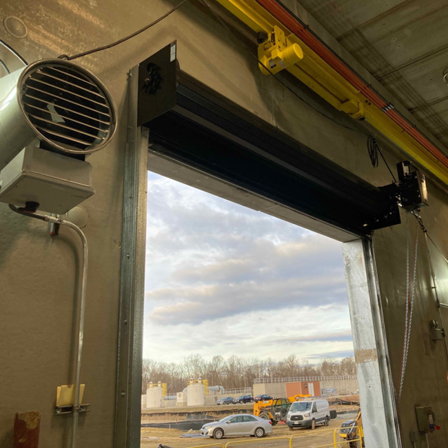 The overhead rollup doors were installed on the Digester Control Building this month.