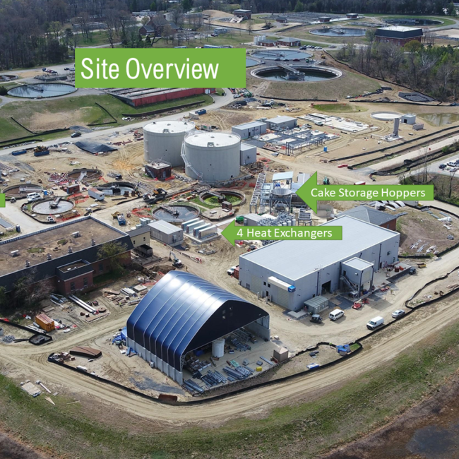  In this aerial overview is the start of the construction on the Cake Hoppers at the Cake Receiving Facility. 