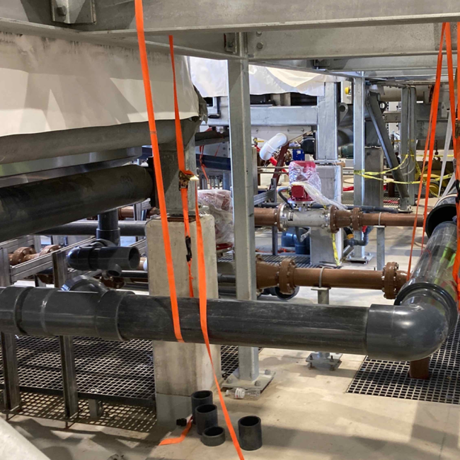 Another photo inside the Solids Building.  That pipe is the drain line from the Belt Filter Presses.
