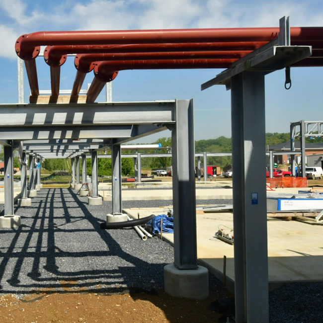 Here is a shot at how these aerial pipe racks will work.