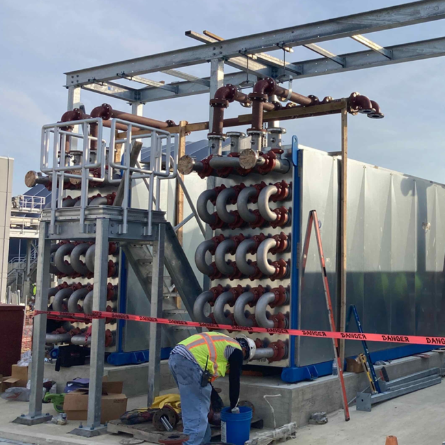 This is a closer view of the Heat Exchanger piping.