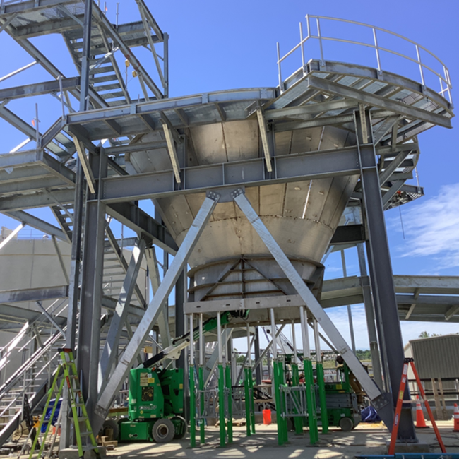 The Cake Receiving Facility, this is Bin #2 under construction.