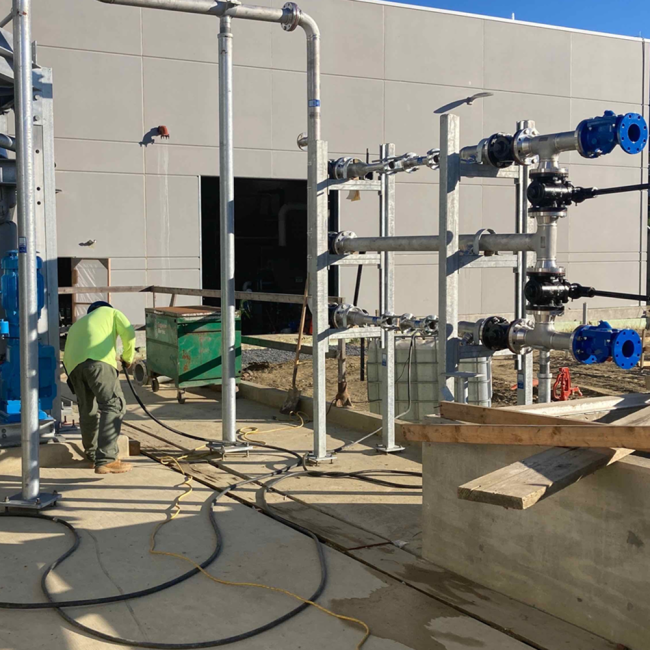 This is the Sludge piping under construction between the Cambi equipment and the Heat Exchanger.