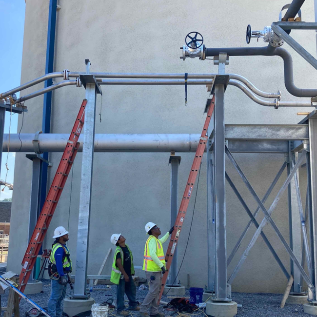 Construction of the Digested Gas piping that runs from the Digester Control Building over to the Combined Heat & Power area of the project site.