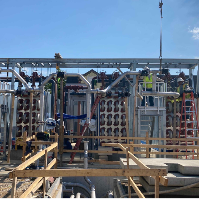 This is the Heat Exchanger (HEX) that cools the liquid sludge after it leaves the Cambi Thermal Hydrolysis Process (THP) on its way to the Anaerobic Digesters.  