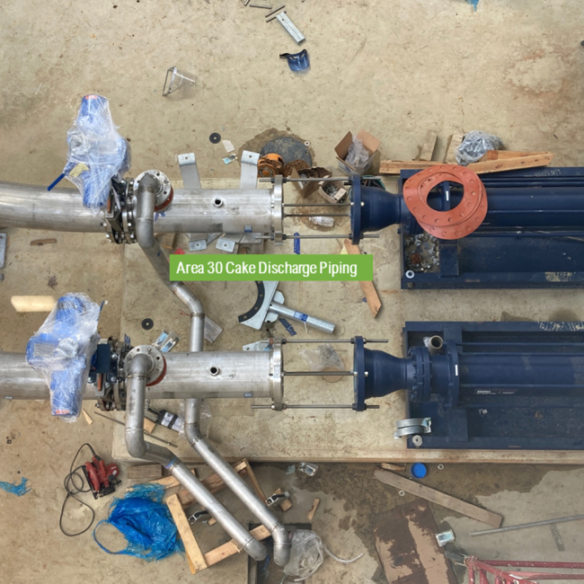 These are the pumps in the Cake Receiving Facility.