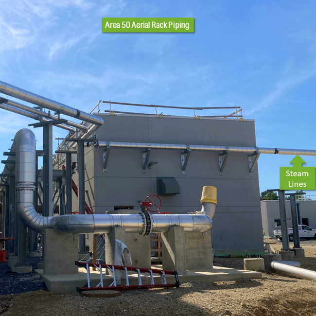 These steam lines will be coming from the Boilers over to the Digesters.