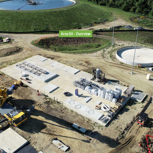 This concrete pad has been prepared and is waiting for the arrival of the Gas Conditioning equipment.