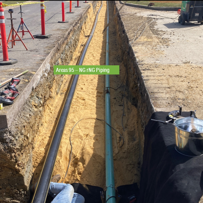 Natural Gas pipelines connecting the Combined Heat & Power equipment to the Washington Gas Facilities on site.