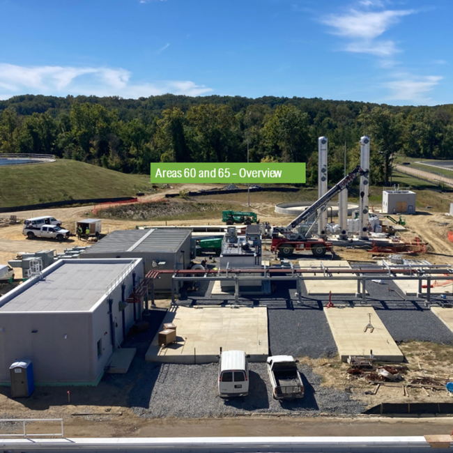 The equipment going up in the background is the gas conditioning equipment that upgrades the methane produced in the Anaerobic Digesters into renewable natural gas that can be used for fuel in our generators.
