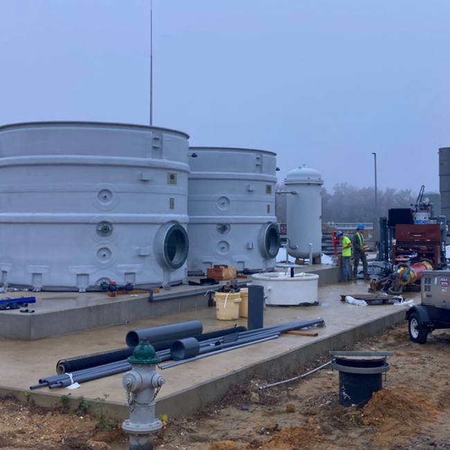 This is the equipment that will be used to remove the hydrogen sulfide from the digester gas, part of the gas treatment process we’re using to create renewable natural gas.