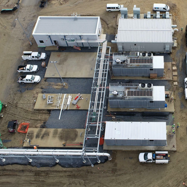 In the center of this photo all 3 generators are now in place.  The first 2 have the cooling and ventilation equipment on top of the structures.  The third one will soon have it as well.