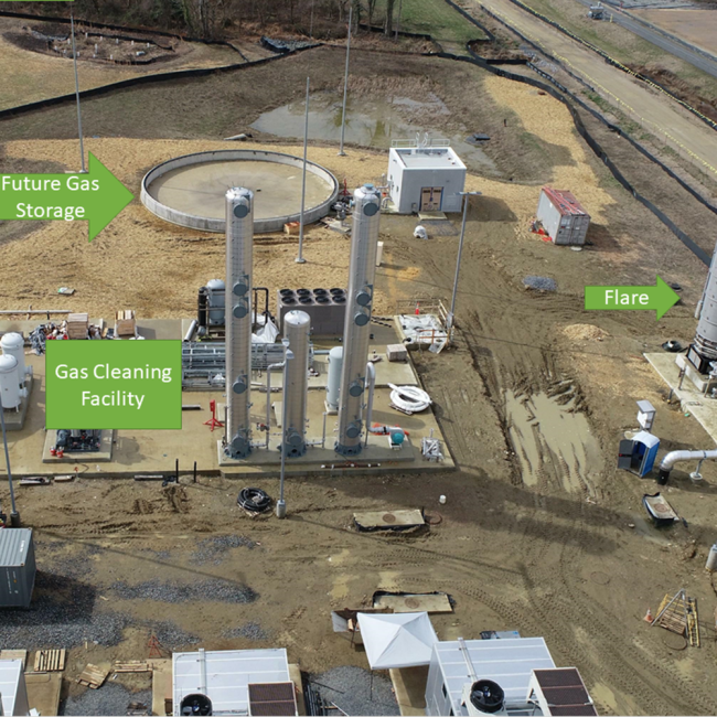 Aerial photo of the Gas Cleaning Facility, future Gas Storage and Flare