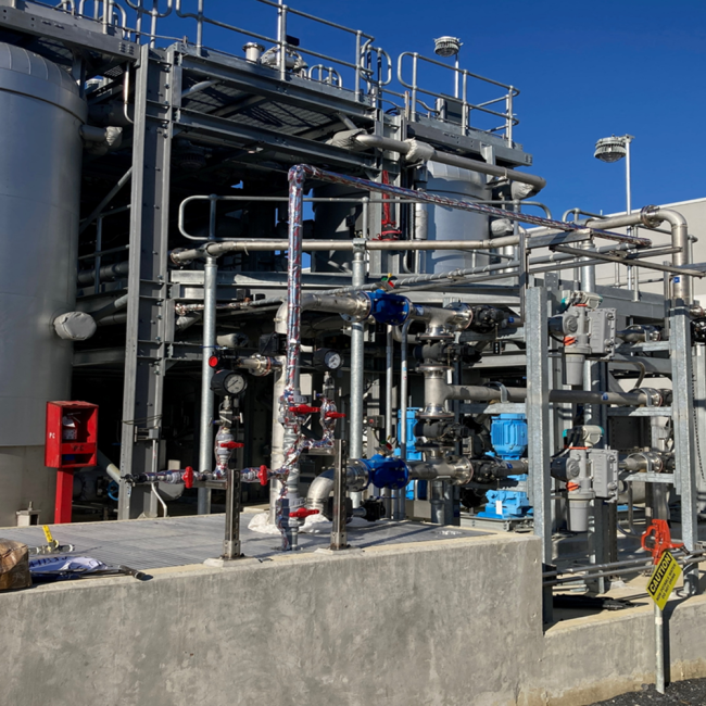 The insulation is almost finished on the pipe work at the north end of the Cambi Facility.