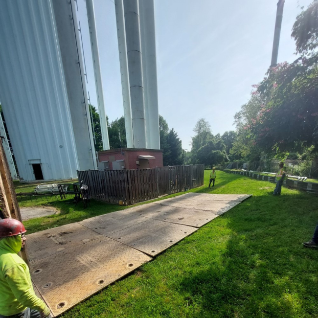 Construction Mats - These mats create a surface on which construction equipment can properly function and to protect existing underground utilities.