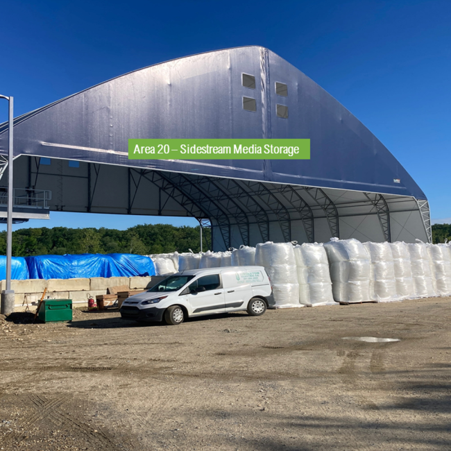 These bags contain the filter media that will be placed in the treatment tanks and used in the Sidestream Treatment process.