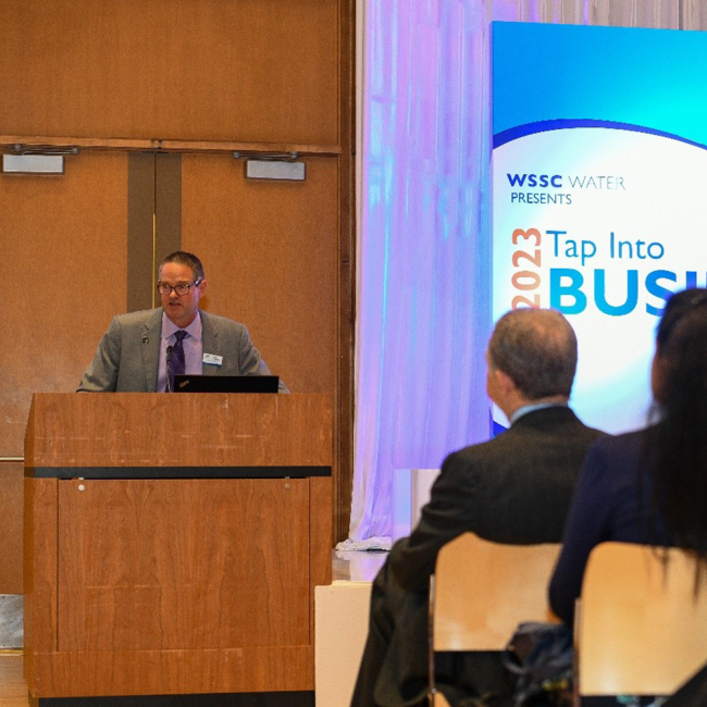 Mike Harmer, Chief Engineer, discussing WSSC Water’s Capital Improvement Program for 2024-2029 