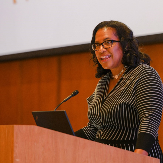 General Manager Kishia Powell opening the 2023 Tap Into Business Event.