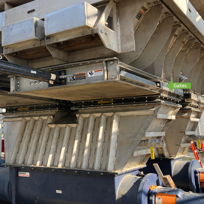 These gates control the release of the solids from the cake receiving bins to the Cambi process.