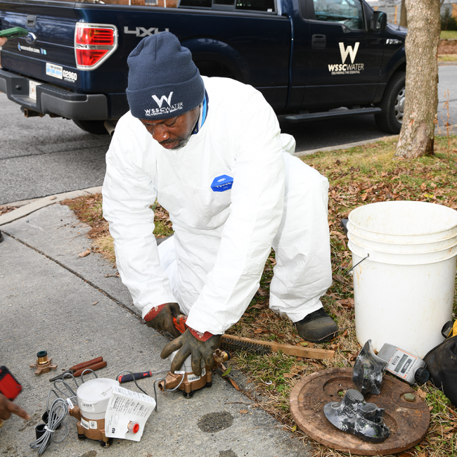Team H2O at work fixing a break