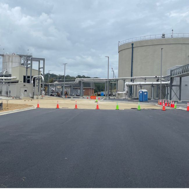 Paving on the approach to the Cake Receiving Facility.