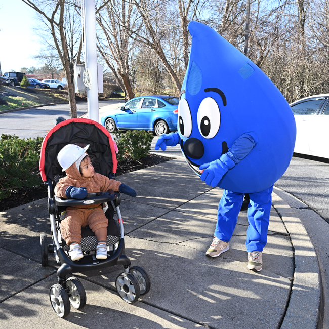 Willy Water greeting a WSSC Water family member