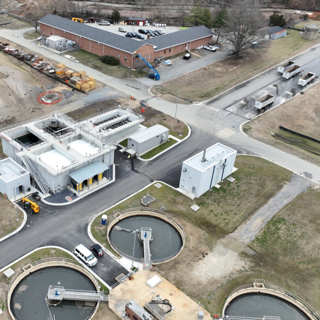 The white filter media has been added to one of the reactors at the Sidestream Treatment Facility.