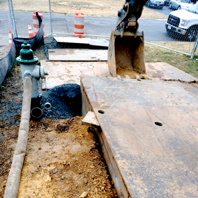 New fire hydrant installed on site to be used in the future to provide contractors with access to water.