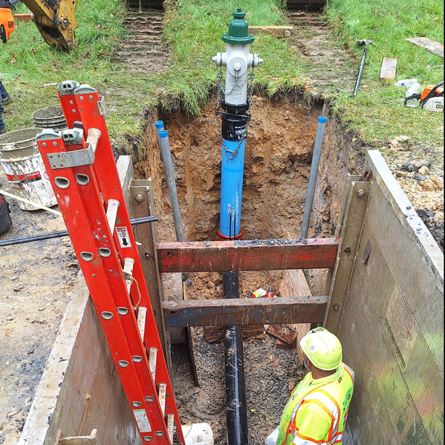 Fire hydrant trench